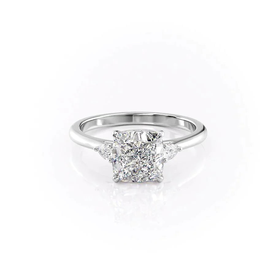 The Pave Alex Set With A 2.5 Carat Cushion 14K White Gold Lab Diamond