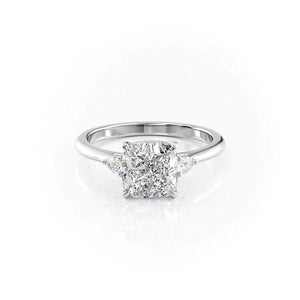 The Pave Alex Set With A 2.5 Carat Cushion 14K White Gold Lab Diamond