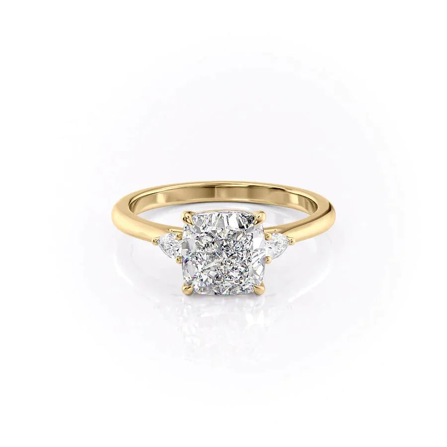 The Pave Alex Set With A 2.5 Carat Cushion 18K Yellow Gold Lab Diamond