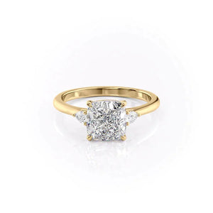 The Pave Alex Set With A 2.5 Carat Cushion 18K Yellow Gold Lab Diamond