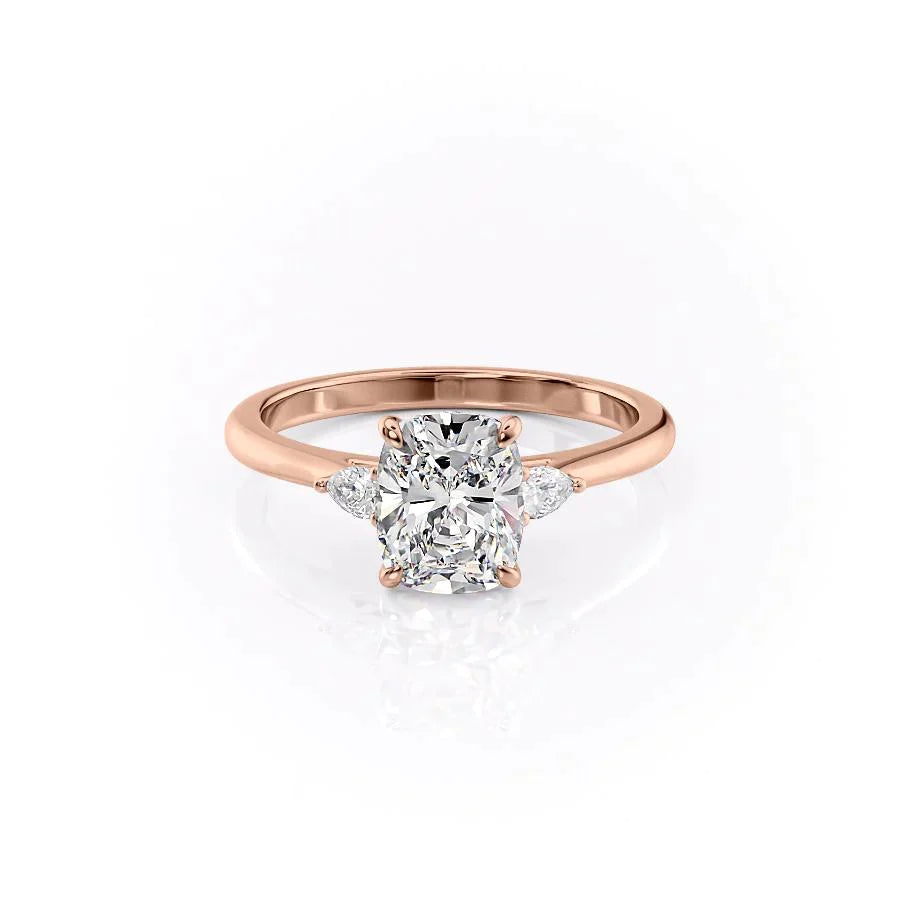 The Pave Alex Set With A 2.5 Carat E. Cushion 14K Rose Gold Lab Diamond