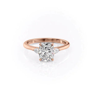 The Pave Alex Set With A 2.5 Carat E. Cushion 14K Rose Gold Lab Diamond