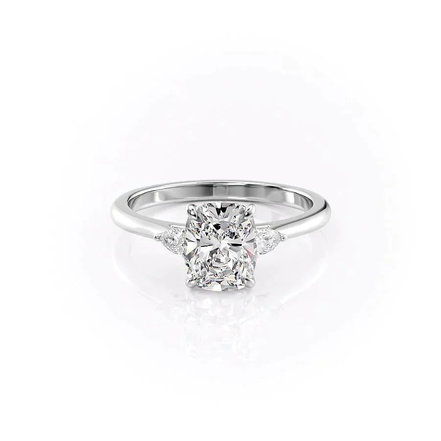 The Pave Alex Set With A 2.5 Carat E. Cushion 18K White Gold Lab Diamond