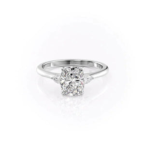The Pave Alex Set With A 2.5 Carat E. Cushion 18K White Gold Lab Diamond