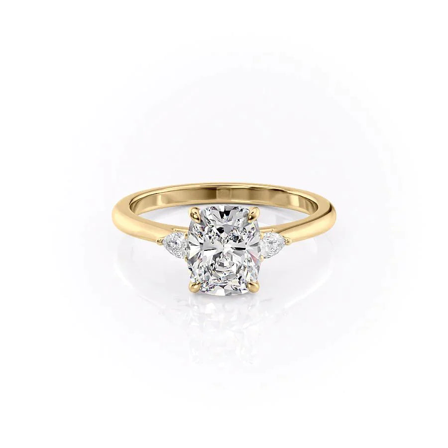 The Pave Alex Set With A 2.5 Carat E. Cushion 14K Yellow Gold Lab Diamond