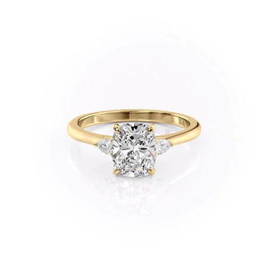 The Pave Alex Set With A 2.5 Carat E. Cushion 18K Yellow Gold Lab Diamond