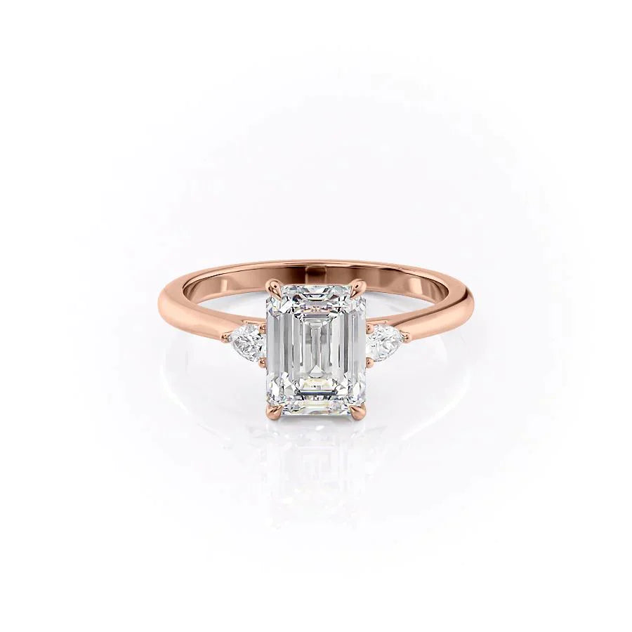 The Pave Alex Set With A 2.5 Carat Emerald 14K Rose Gold Lab Diamond