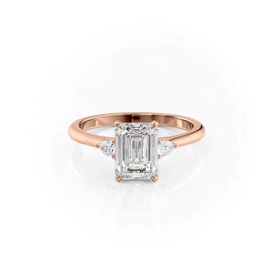 The Pave Alex Set With A 2.5 Carat Emerald 14K Rose Gold Lab Diamond