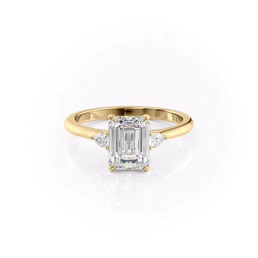 The Pave Alex Set With A 2.5 Carat Emerald 18K Yellow Gold Lab Diamond
