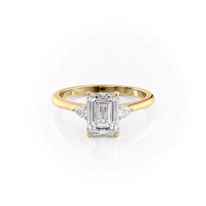 The Pave Alex Set With A 2.5 Carat Emerald 18K Yellow Gold Lab Diamond