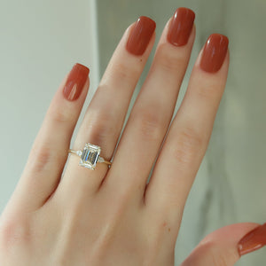 The Pears Liv Set  With A 3.5 Carat Emerald 14K Yellow Gold Moissanite