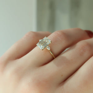 The Pears Liv Set  With A 3.5 Carat Emerald 14K Yellow Gold Moissanite