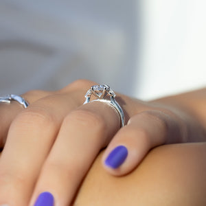 The Pears Liv Set  With A 2.5 Carat Oval 14K White Gold Moissanite