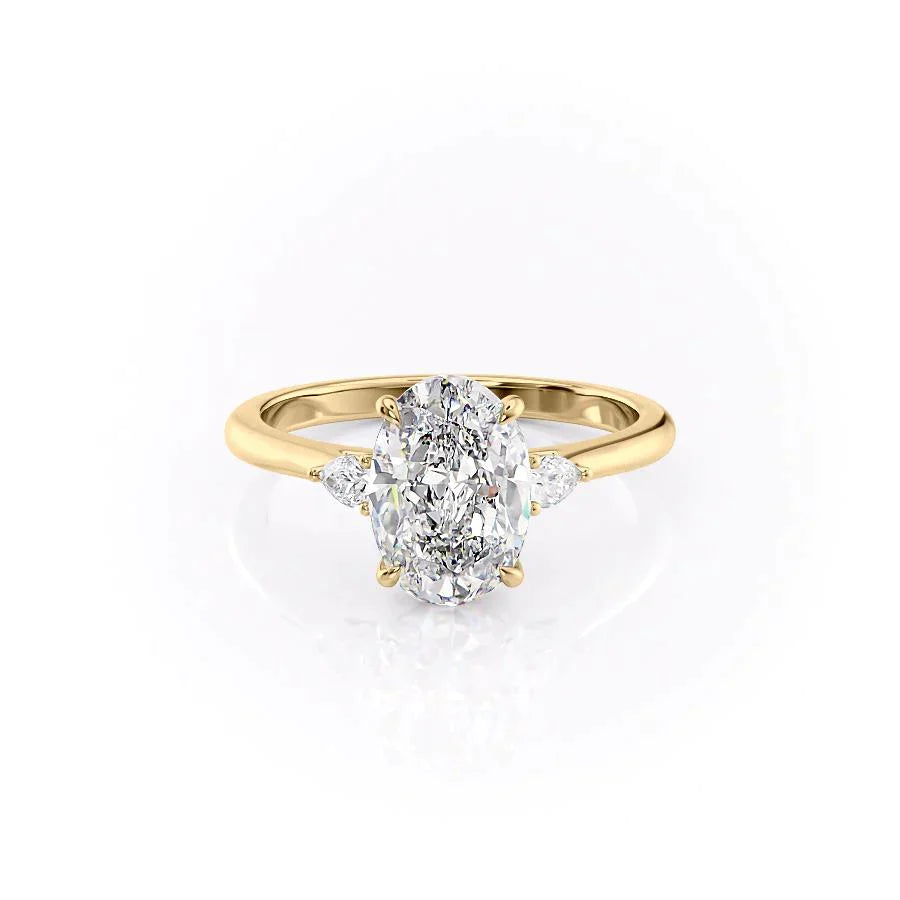 The Pave Alex Set With A 2.5 Carat Oval 18K Yellow Gold Lab Diamond