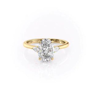 The Pave Alex Set With A 2.5 Carat Oval 18K Yellow Gold Lab Diamond