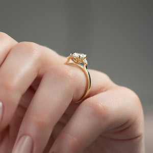 The Pears Liv Set  With A 2.5 Carat Oval 18K Yellow Gold Moissanite
