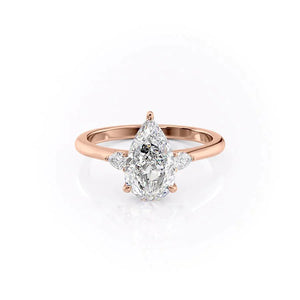The Pears Liv Set With A 1 Carat Pear 18K Rose Gold Lab Diamond