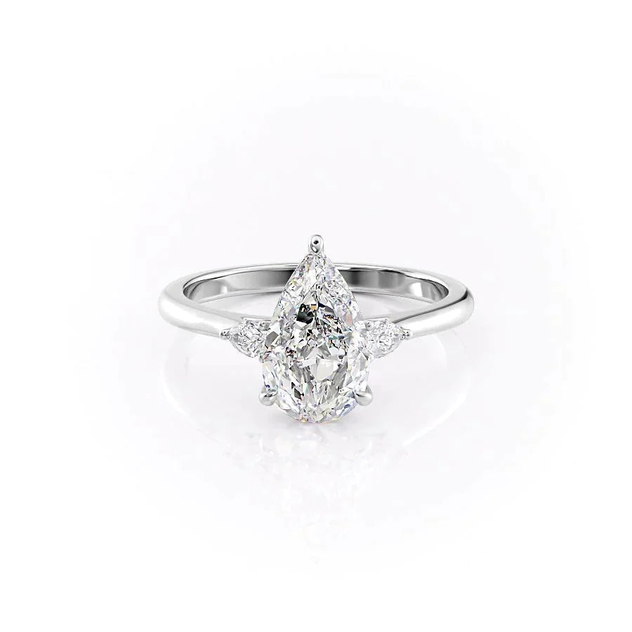 The Pave Alex Set With A 2.5 Carat Pear 18K White Gold Lab Diamond