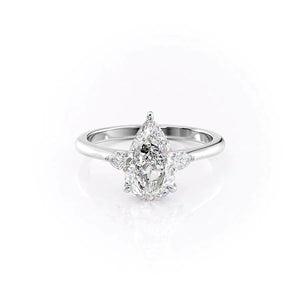The Pave Alex Set With A 2.5 Carat Pear 18K White Gold Lab Diamond