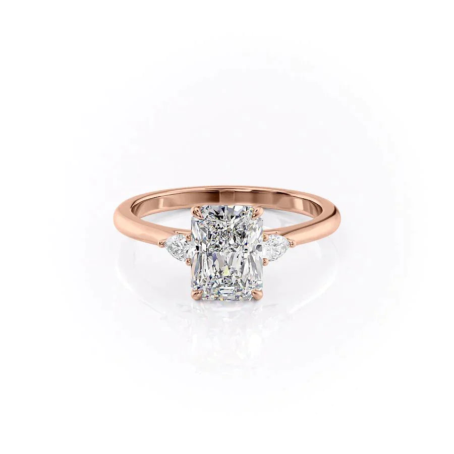 The Pave Alex Set With A 2.5 Carat Radiant 14K Rose Gold Lab Diamond