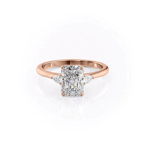 The Pave Alex Set With A 2.5 Carat Radiant 14K Rose Gold Lab Diamond