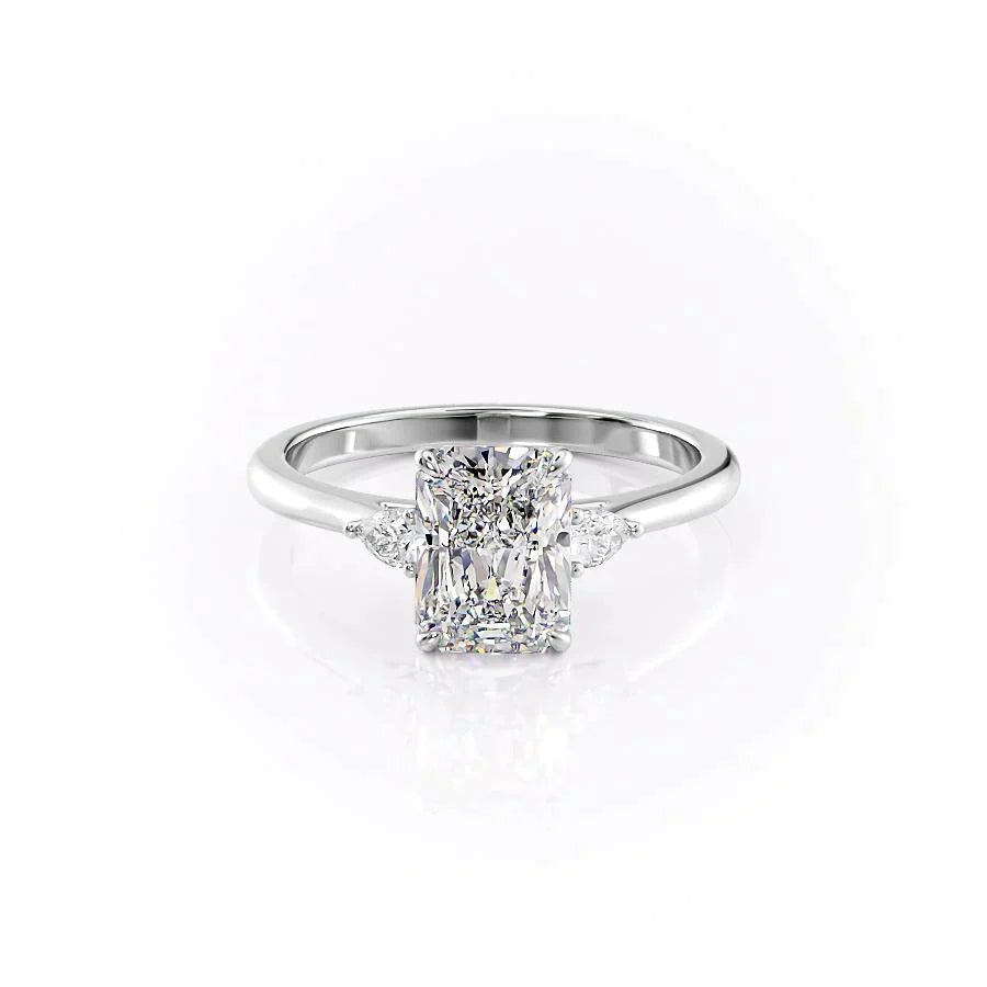 The Pave Alex Set With A 2.5 Carat Radiant 14K White Gold Lab Diamond