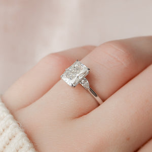 The Pears Liv Set  With A 3.5 Carat Radiant 18K White Gold Moissanite