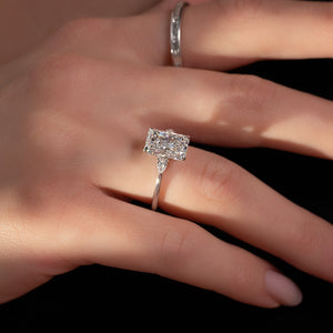 The Pears Liv Set  With A 3.5 Carat Radiant 18K White Gold Moissanite
