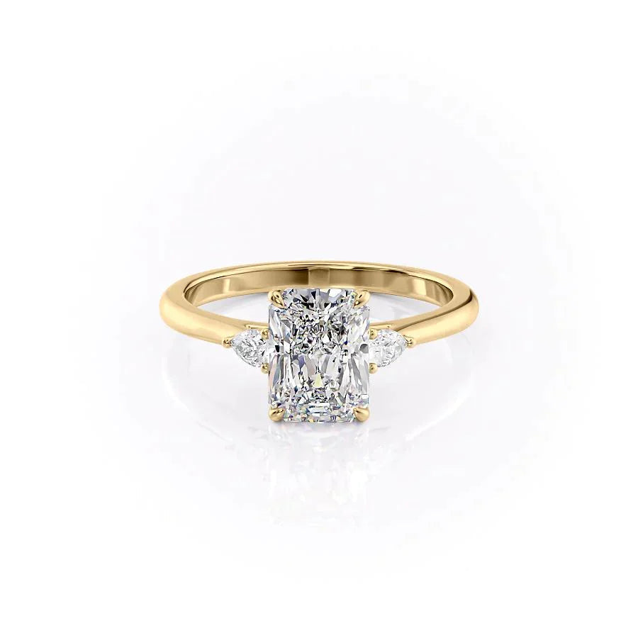 The Pave Alex Set With A 2.5 Carat Radiant 18K Yellow Gold Lab Diamond