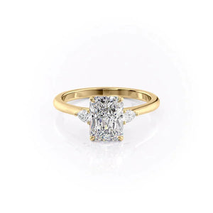 The Pave Alex Set With A 2.5 Carat Radiant 18K Yellow Gold Lab Diamond