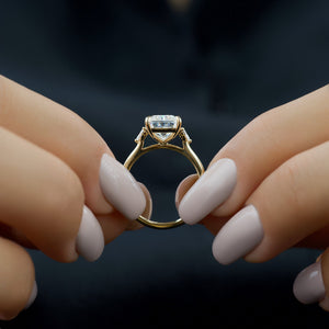 The Pears Liv Set  With A 2.5 Carat Radiant 18K Yellow Gold Moissanite