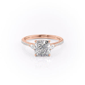 The Pears Liv Set With A 1.5 Carat Cushion 14K Rose Gold Lab Diamond