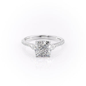 The Pears Liv Set With A 1 Carat Cushion 14K White Gold Lab Diamond