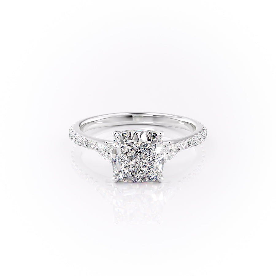 The Pears Liv Set With A 2.5 Carat Cushion 14K White Gold Lab Diamond