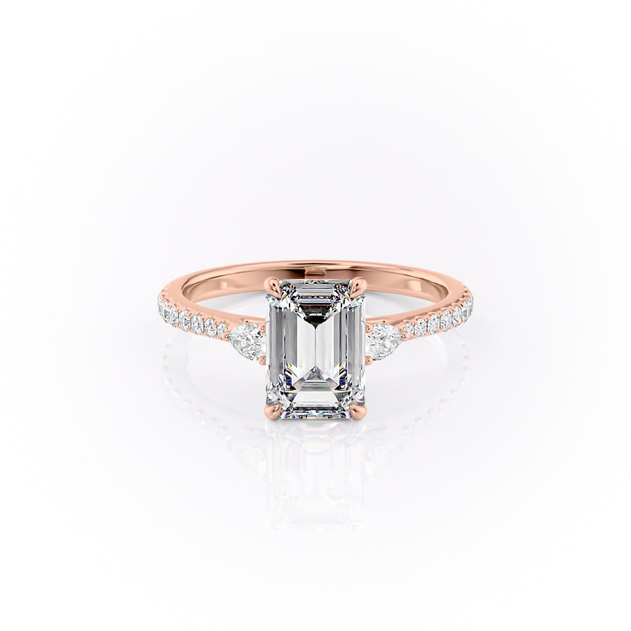 The Pears Liv Set With A 3 Carat Emerald 14K Rose Gold Lab Diamond