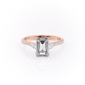 The Pears Liv Set With A 3 Carat Emerald 14K Rose Gold Lab Diamond