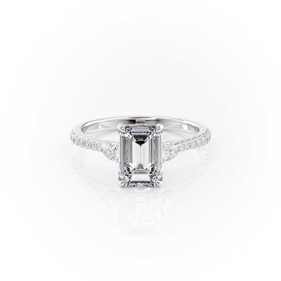 The Pears Liv Set With A 1.5 Carat Emerald 18K White Gold Lab Diamond