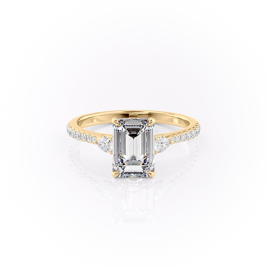 The Pears Liv Set With A 1 Carat Emerald 14K Yellow Gold Lab Diamond