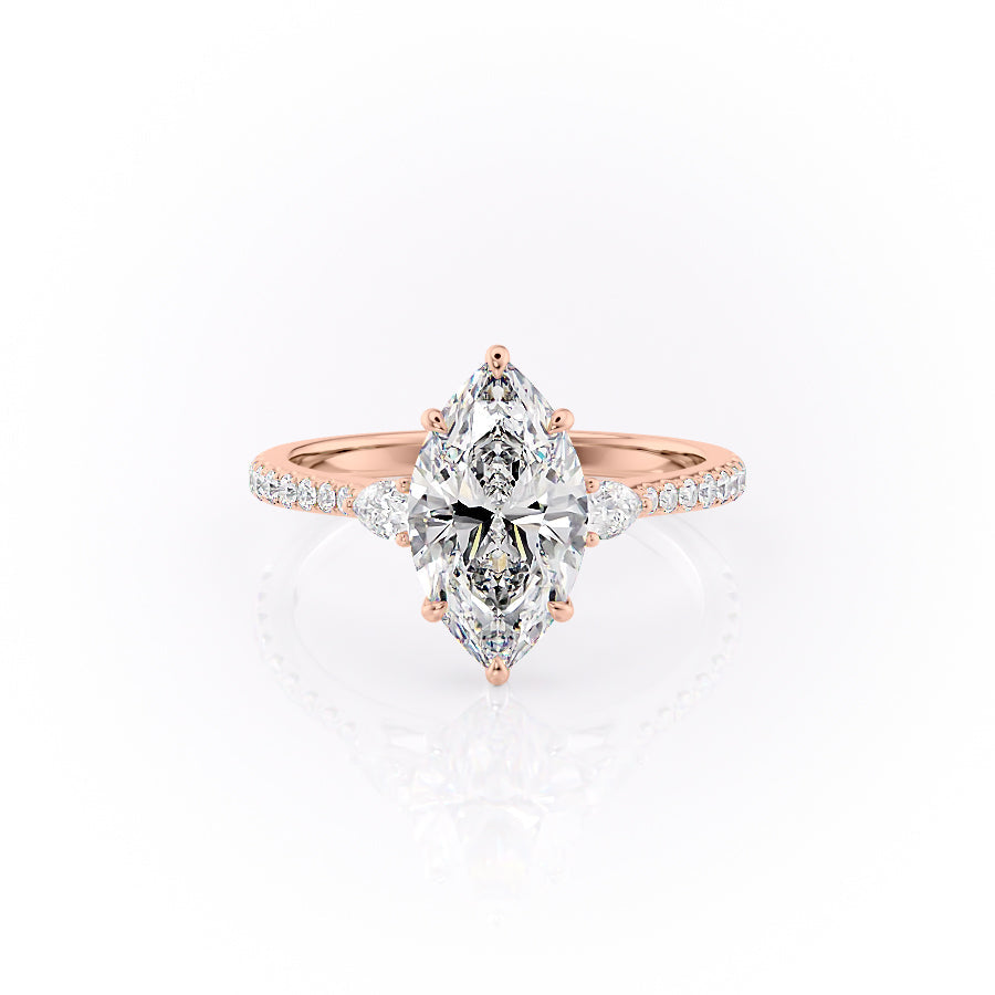 The Pears Liv Set With A 1 Carat Marquise 14K Rose Gold Lab Diamond