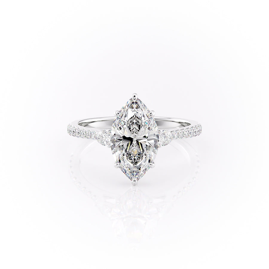 The Pears Liv Set With A 3 Carat Marquise 18K White Gold Lab Diamond