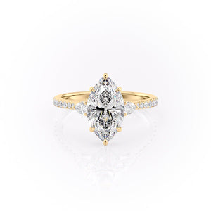 The Pears Liv Set With A 3 Carat Marquise 18K Yellow Gold Lab Diamond