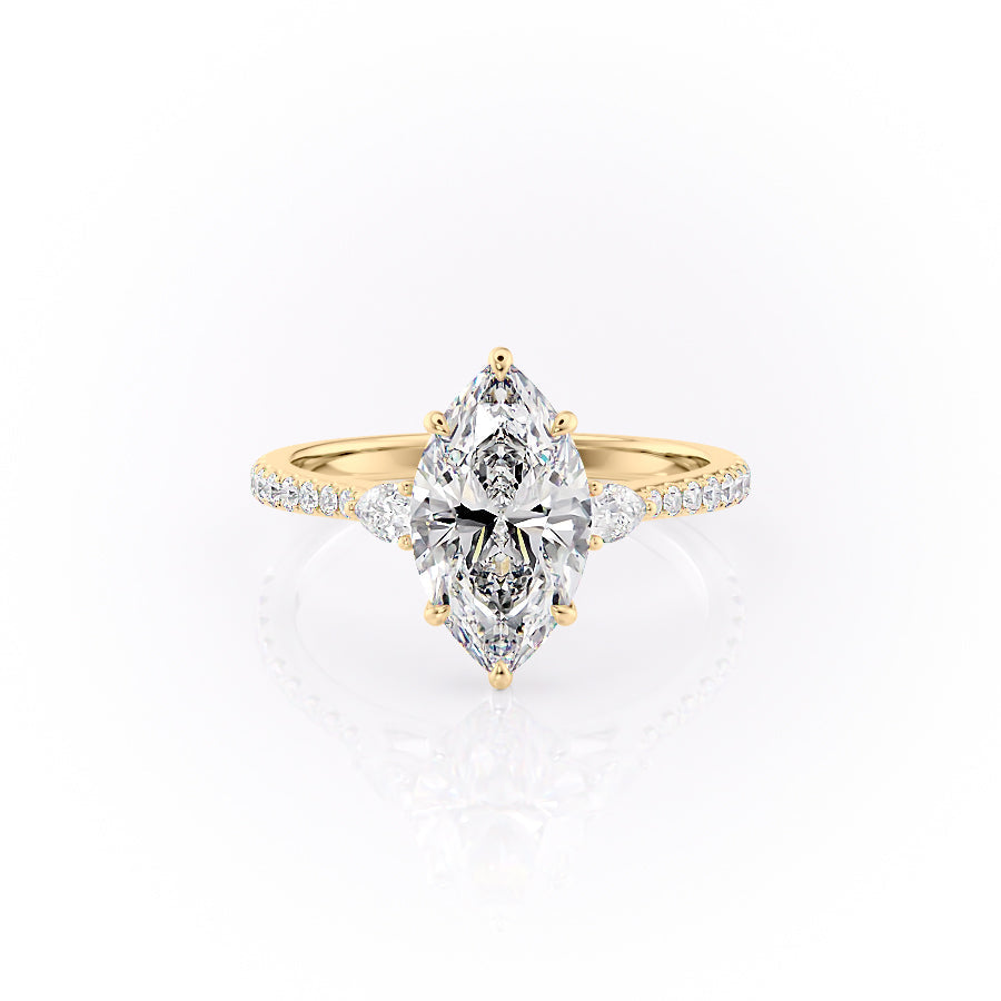 The Pears Liv Set With A 2 Carat Marquise 14K Yellow Gold Lab Diamond