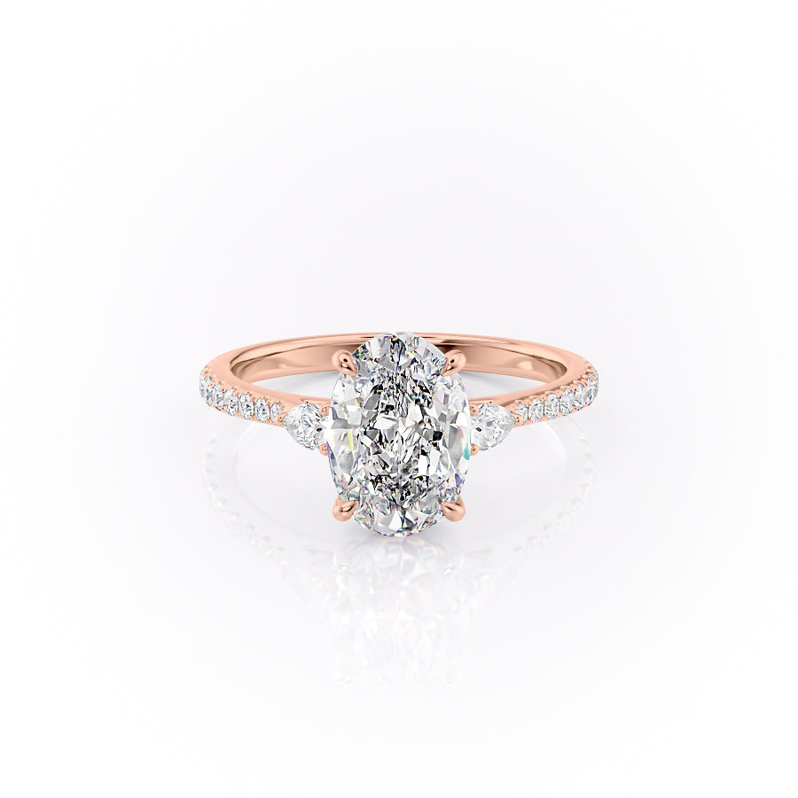 The Pears Liv Set With A 1 Carat Oval 14K Rose Gold Lab Diamond