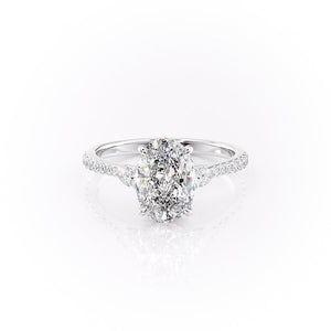 The Pears Liv Set  With A 1.5 Carat Oval 18K White Gold Moissanite