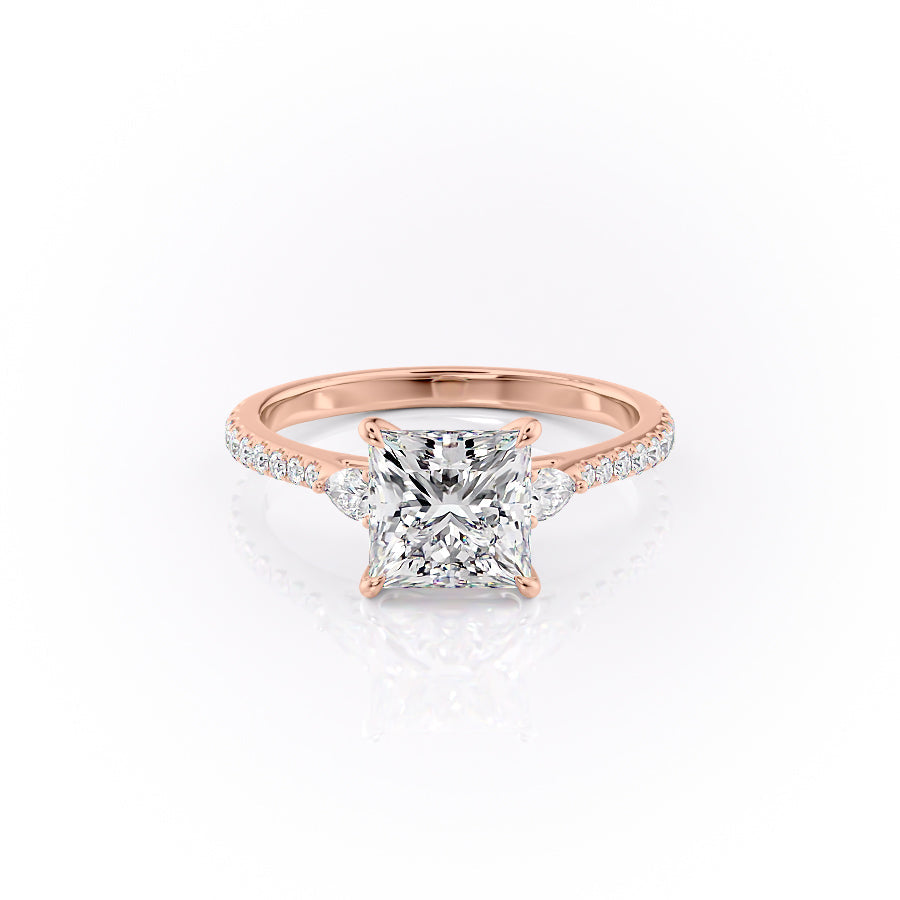 The Pears Liv Set With A 1 Carat Princess 14K Rose Gold Lab Diamond