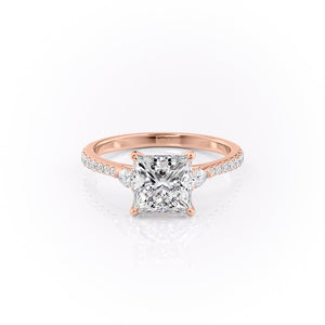The Pears Liv Set  With A 5 Carat Princess 14K Rose Gold Moissanite
