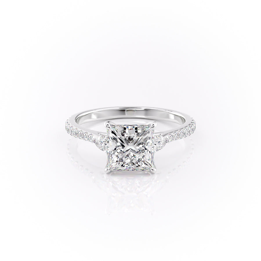 The Pears Liv Set With A 1.5 Carat Princess 14K White Gold Lab Diamond
