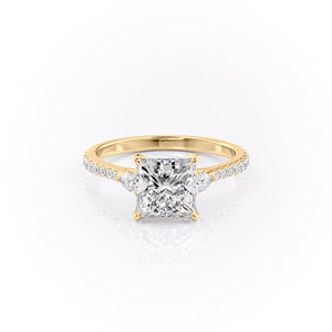 The Pears Liv Set With A 1.5 Carat Princess 14K Yellow Gold Lab Diamond