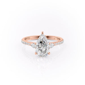 The Pears Liv Set With A 2 Carat Pear 14K Rose Gold Lab Diamond