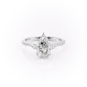 The Pears Liv Set  With A 5 Carat Pear 18K White Gold Moissanite